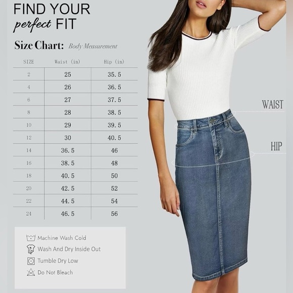 Lexi Plus Size 24 Pull On Stretch Denim Skirt - Picture 2 of 14